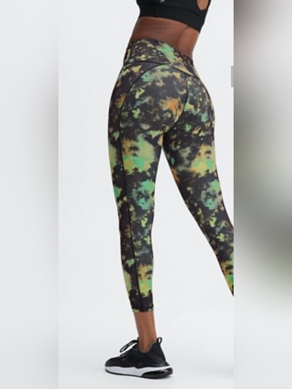 Fabletics Define Power Hold High-waisted Green and Black Tie-Dye Active Leggings